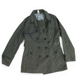 Downeast Olive Green Military Utility Jacket Floral Lined M